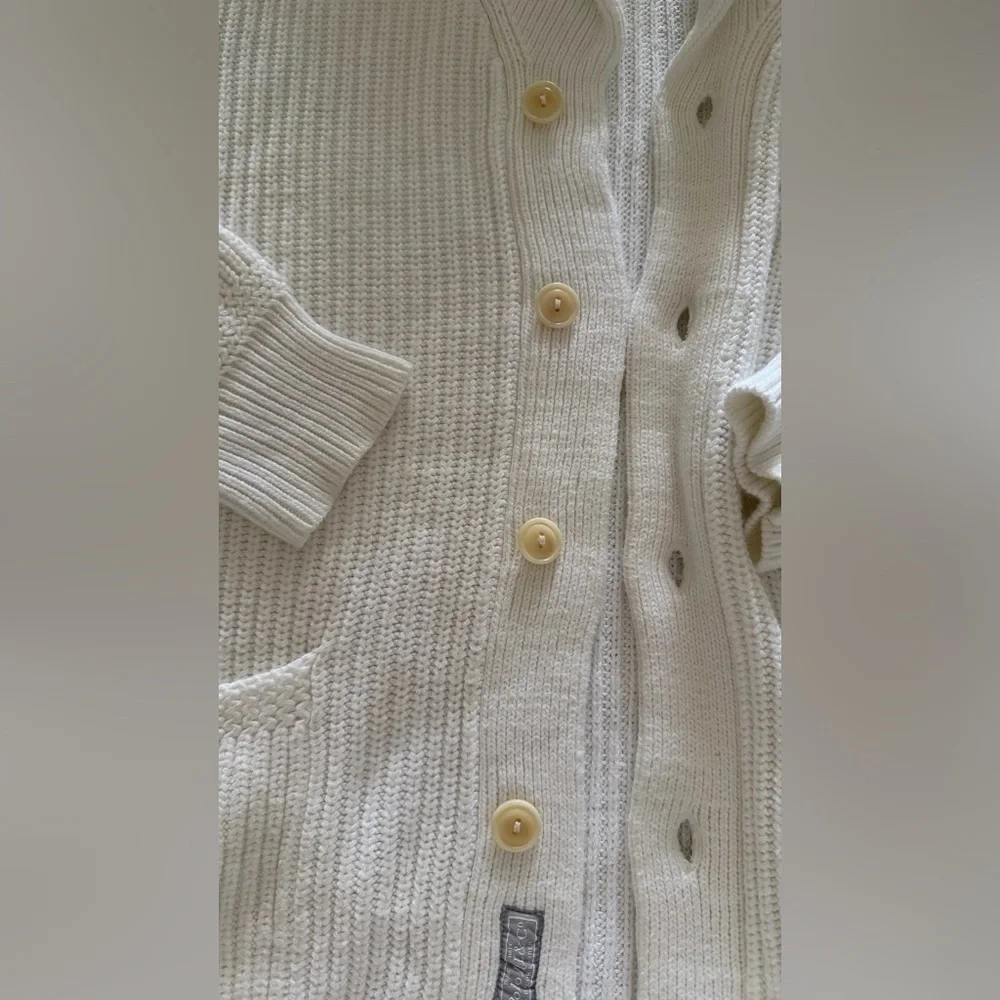 Polo Ralph Lauren Men’s Ribbed 100% Cotton Shawl Collar White Knit Cardigan Sz M